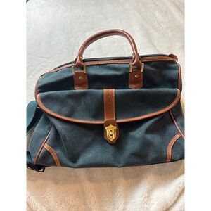 Protocol Vintage Duffel Bag Forest Green Brown Trim Travel Weekend Carry On Bag